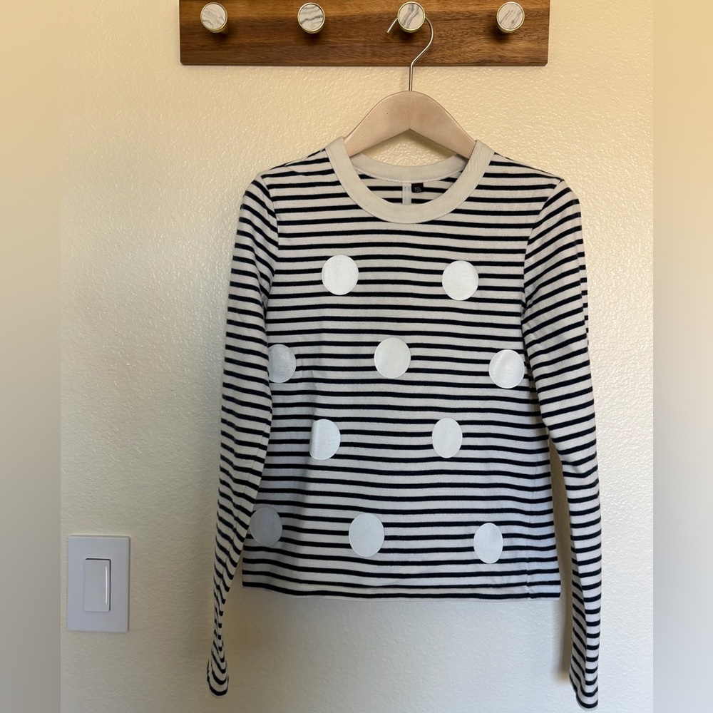 TOPSHOP Striped Long Sleeve Top with Polka Dots